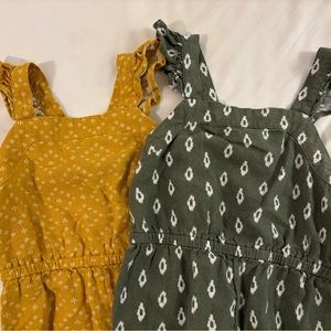 Set of two cotton rompers. Girls size 5T.